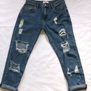 Distressed Ankle Jeans